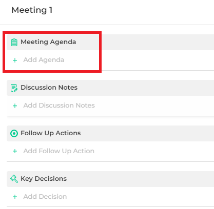 Add Agenda, Discussion Points, Follow Up Actions And Decisions To A ...